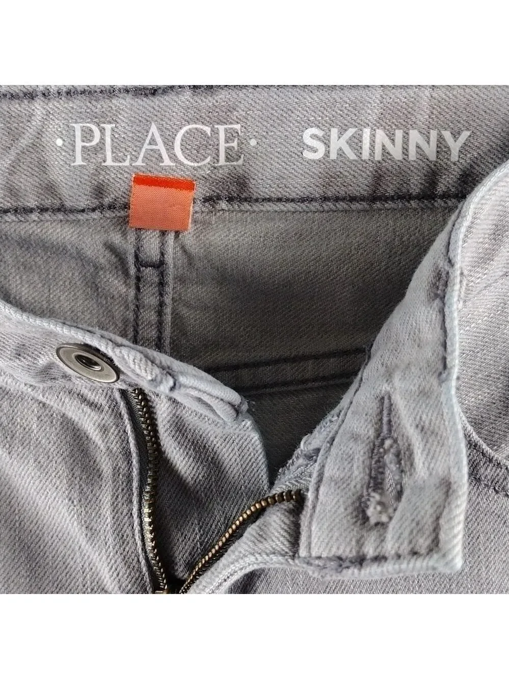 Children's Place Light Grey Skinny Five Pocket Mid Rise Button Zipper Front Jean